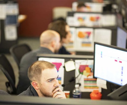 Freight brokerage employees at work