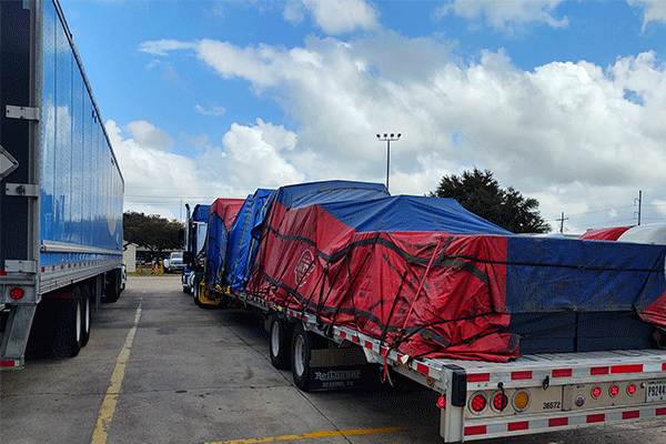Tarped freight shipment