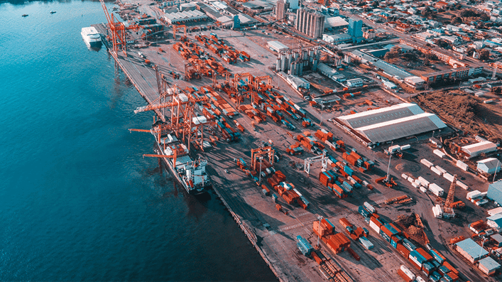 International Port Stacked Containers