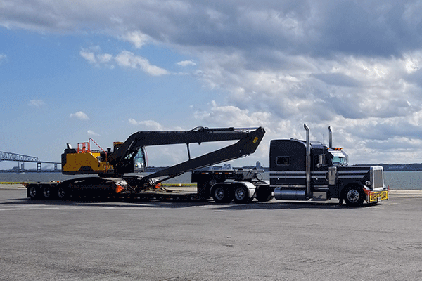 Double drop trailer heavy haul shipment