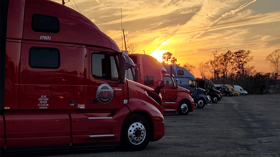 Nine-semi-trucks-lined-up