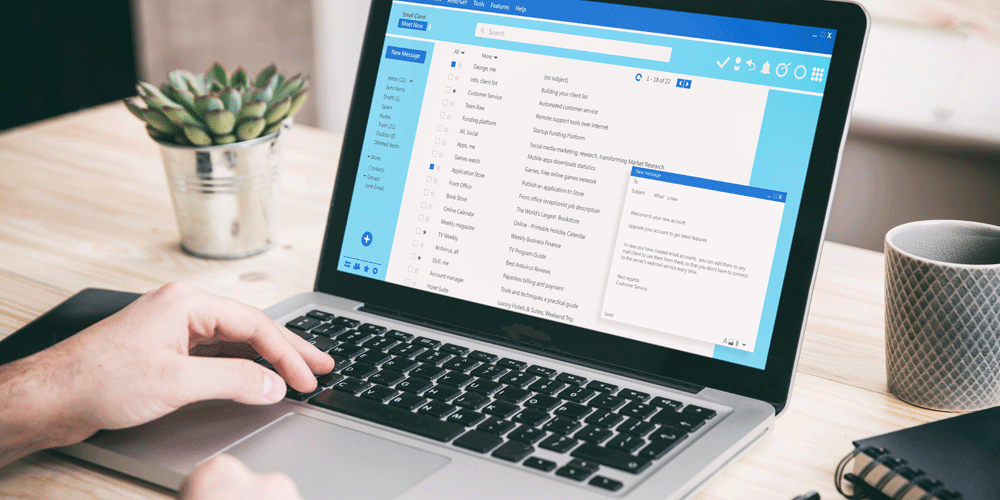 A laptop screen with emails pulled up.
