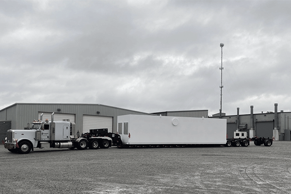 truck loaded with freight in shipping area