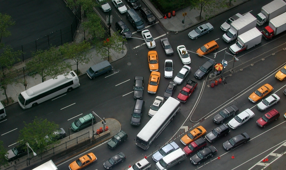 Vehicles entering the Midtown tunnel in Queens, NY