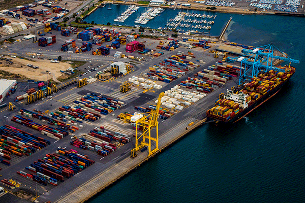 ship sitting in the port
